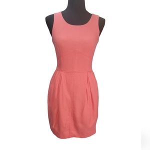 J Crew waffle knit coral  Sheath Cotton Modal blend 00 fully lined pockets